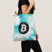 Bitcoin Watercolor (Stijl 5 - Wave Rider) Tote Bag (Dichtbij)