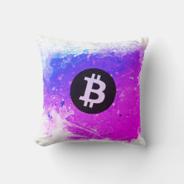 Bitcoin Watercolor (Stijl 6 - Miami Beach) Kussen