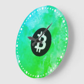 Bitcoin Watercolor (Stijl $ - Green Day) Grote Klok (Hoek)