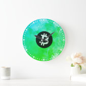 Bitcoin Watercolor (Stijl $ - Green Day) Grote Klok (Huis)