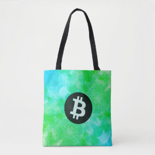 Bitcoin Watercolor (Stijl $ - Green Day) Tote Bag