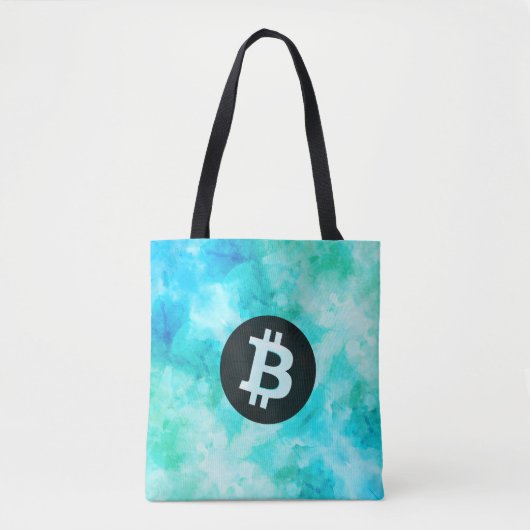 Bitcoin Watercolor (Style 3 - Beach Life) Tote Bag (Voorkant)