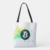 Bitcoin Watercolor (Style 7 - Stack Sats) Tote Bag (Achterkant)