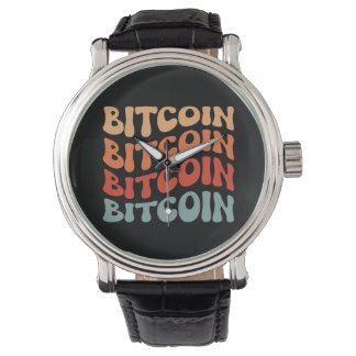 Bitcoin Wavy Tekst Stijlvol Crypto Typography Desi Horloge