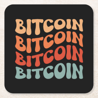 Bitcoin Wavy Tekst Stijlvol Crypto Typography Desi Kartonnen Onderzetters