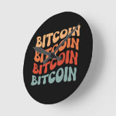 Bitcoin Wavy Tekst Stijlvol Crypto Typography Desi Ronde Klok (Hoek)
