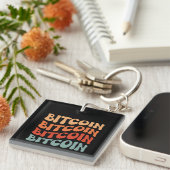 Bitcoin Wavy Tekst Stijlvol Crypto Typography Desi Sleutelhanger (Voorkant Rechts)