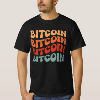 Bitcoin Wavy Tekst Stijlvol Crypto Typography Desi T-shirt