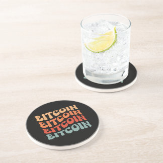 Bitcoin Wavy Tekst Stijlvol Crypto Typography Desi Zandsteen Onderzetter