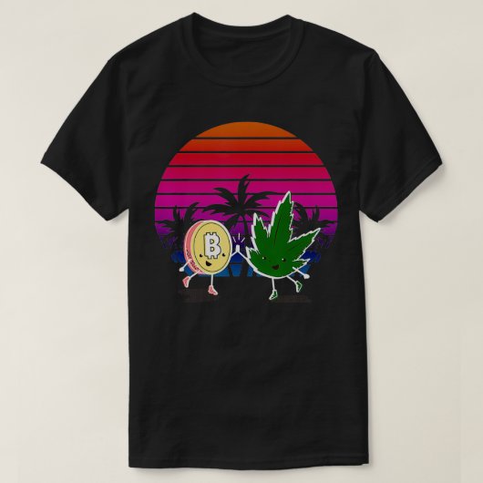 Bitcoin & Weed Retro  Crypto Hawaiian Summe T-shirt (Design voorkant)