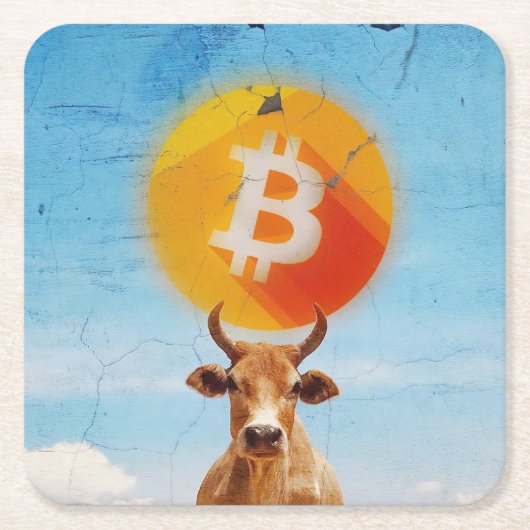 Bitcoin Weerstandige Stier Kartonnen Onderzetters (Voorkant)