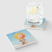 Bitcoin Weerstandige Stier Stenen Onderzetter (Zijkant)