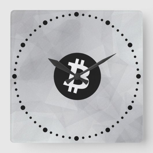 Bitcoin Witte Kristal Vierkante Klok (Voorkant)