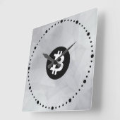 Bitcoin Witte Kristal Vierkante Klok (Hoek)