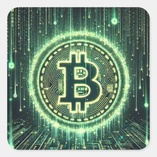 Bitcoin wordt de echte matrix? vierkante sticker (Voorkant)