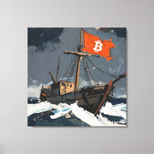 "Bitcoin Zeilen" Olie Schilderij #2 Canvas Afdruk (Voorkant)