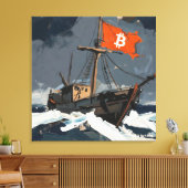 "Bitcoin Zeilen" Olie Schilderij #2 Canvas Afdruk (Insitu (Woonkamer))