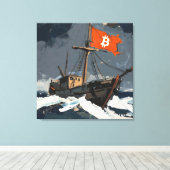 "Bitcoin Zeilen" Olie Schilderij #2 Canvas Afdruk (Insitu (Houten vloer))