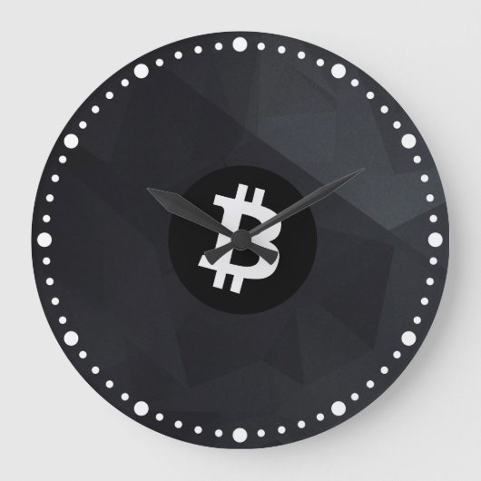 Bitcoin Zwarte Kristal Grote Klok (Voorkant)