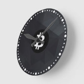Bitcoin Zwarte Kristal Ronde Klok (Hoek)