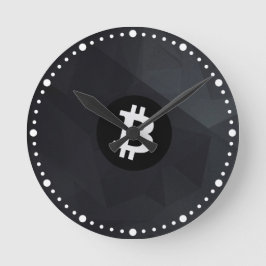 Bitcoin Zwarte Kristal Ronde Klok