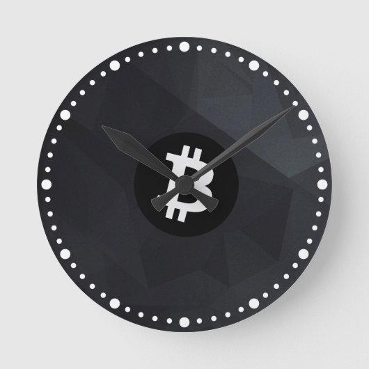 Bitcoin Zwarte Kristal Ronde Klok (Voorkant)