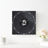 Bitcoin Zwarte Kristal Vierkante Klok (Huis)