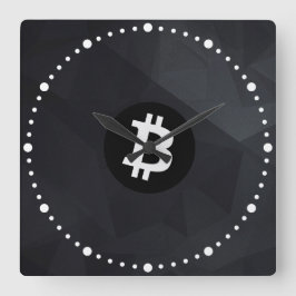 Bitcoin Zwarte Kristal Vierkante Klok