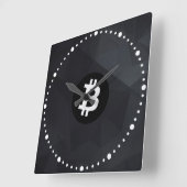 Bitcoin Zwarte Kristal Vierkante Klok (Hoek)