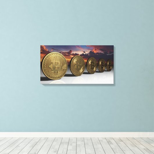 Bitcoins Canvas Afdruk (Insitu (Houten vloer))