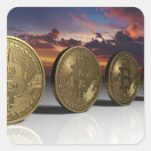 Bitcoins Vierkante Sticker (Voorkant)