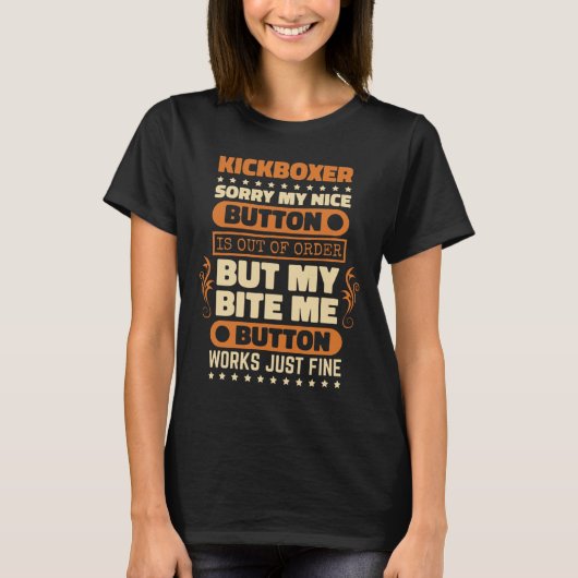 Bite Button Werkt Kickboxer Design Kickbox Liefheb T-shirt (Voorkant)