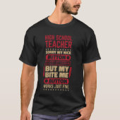 Bite Button Work Highschool Teacher voor de middel T-shirt (Voorkant)