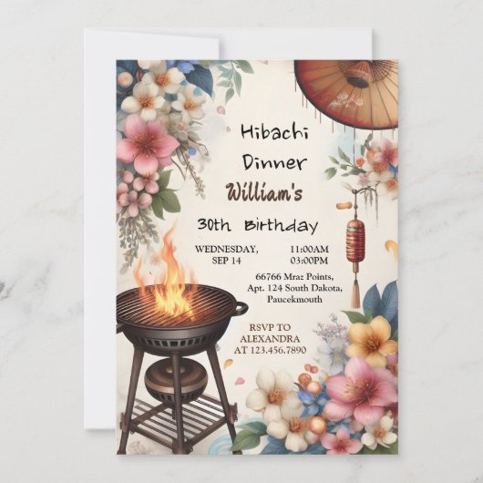 Bite Chef BBQ Japans Sushi Hibachi 30e verjaardag Kaart (Voorkant)
