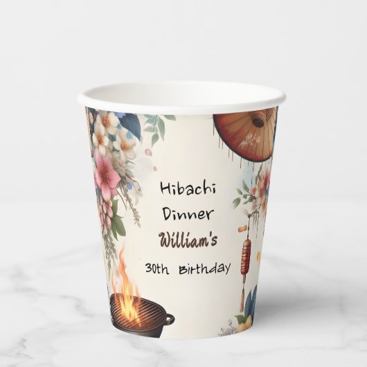 Bite Chef BBQ Japans Sushi Hibachi 30e verjaardag Papieren Bekers (Voorkant)