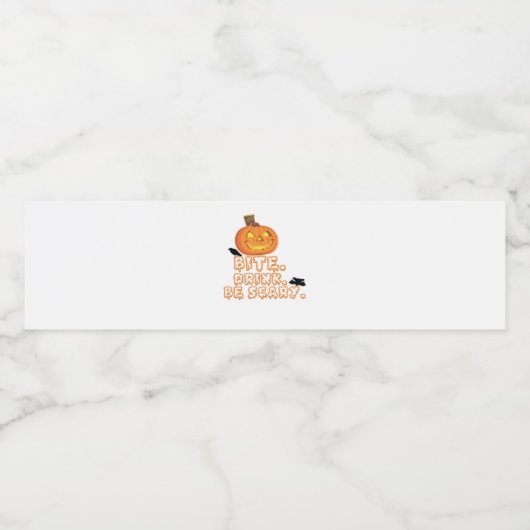 Bite Drink Be Scary Halloween Waterfles Etiket (Enkel label)