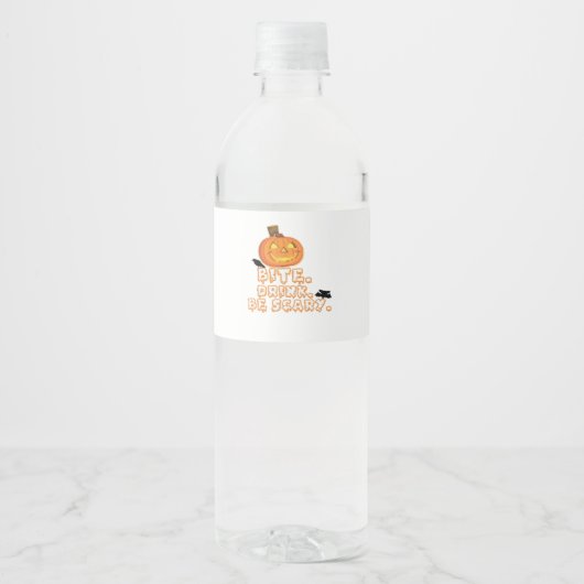 Bite Drink Be Scary Halloween Waterfles Etiket (Voorkant)