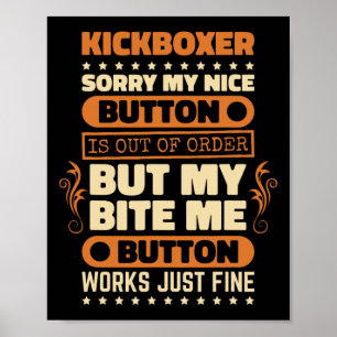Bite-knop werkt kickbokser ontwerp kickbox-liefheb poster