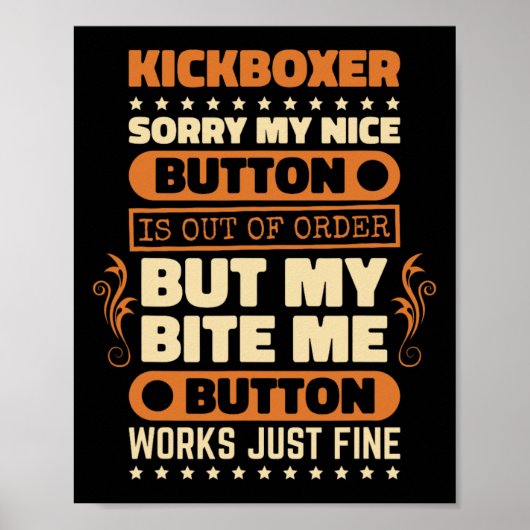 Bite-knop werkt kickbokser ontwerp kickbox-liefheb poster (Voorkant)