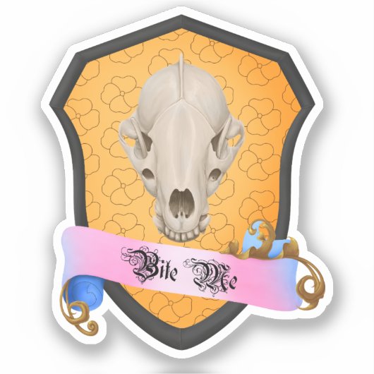 Bite Me Badger Skull Sticker (Voorkant)