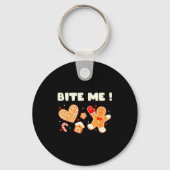 Bite Me Cookie Bakteam Kerst Gingerbread Chr Sleutelhanger (Voorkant)