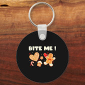Bite Me Cookie Bakteam Kerst Gingerbread Chr Sleutelhanger (Voorkant)
