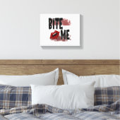 Bite me - Cool Quote - Halloween - Bat Canvas Afdruk (Insitu (Slaapkamer))
