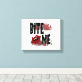 Bite me - Cool Quote - Halloween - Bat Canvas Afdruk (Insitu (Houten vloer))