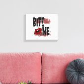 Bite me - Cool Quote - Halloween - Bat Canvas Afdruk (Insitu (Woonkamer))
