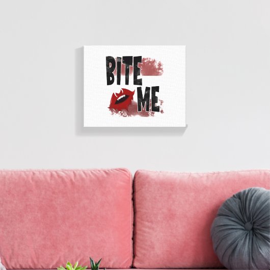 Bite me - Cool Quote - Halloween - Bat Canvas Afdruk (Insitu (Woonkamer))