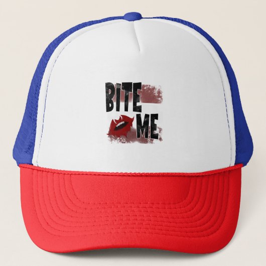 Bite me - Cool Quote - Halloween - Bat Trucker Pet (Voorkant)