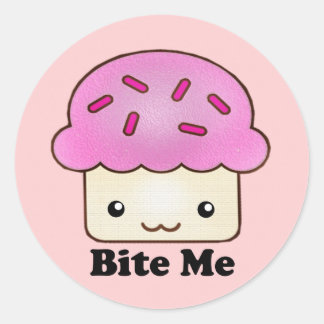 Bite me Cupcake Ronde Sticker