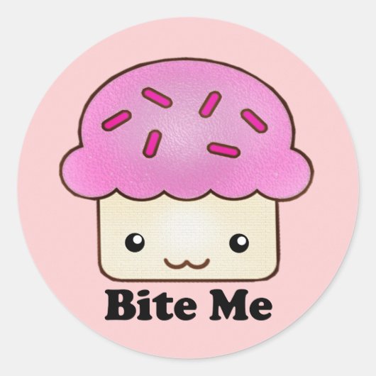 Bite me Cupcake Ronde Sticker (Voorkant)