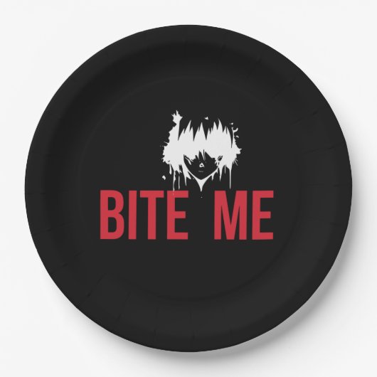 Bite Me: een spookachtige en speelse twist Papieren Bordje (Voorkant)